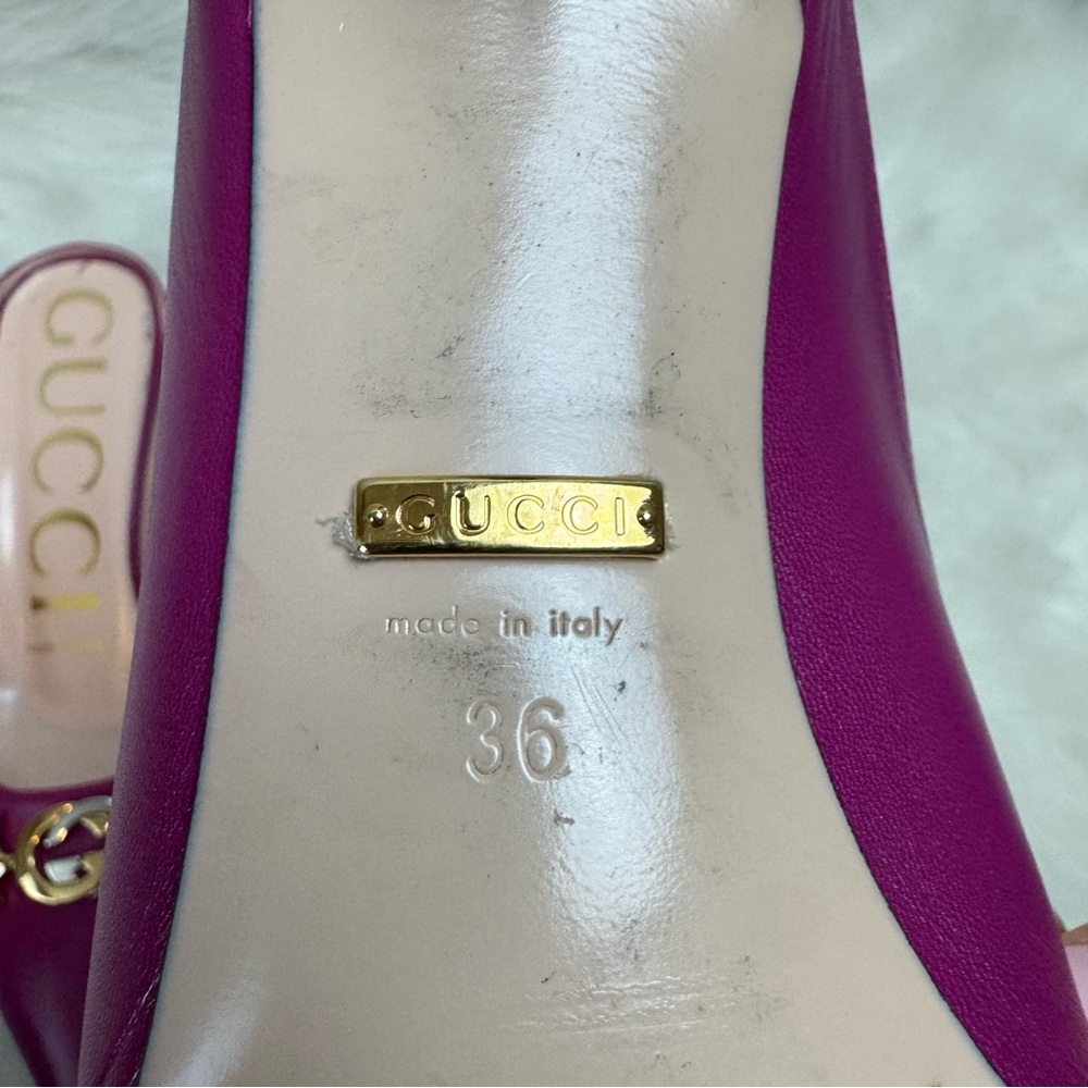 Gucci Zumi Mauve Pointed Toe Kitten Heel Mules 36 - Picture 13 of 13